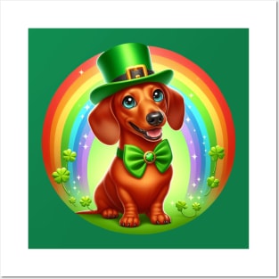 Lucky St Patrick's Dachshund Posters and Art